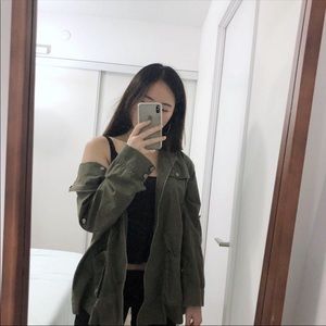 olive green utility jacket